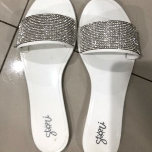 Jelly white sandals with séquense